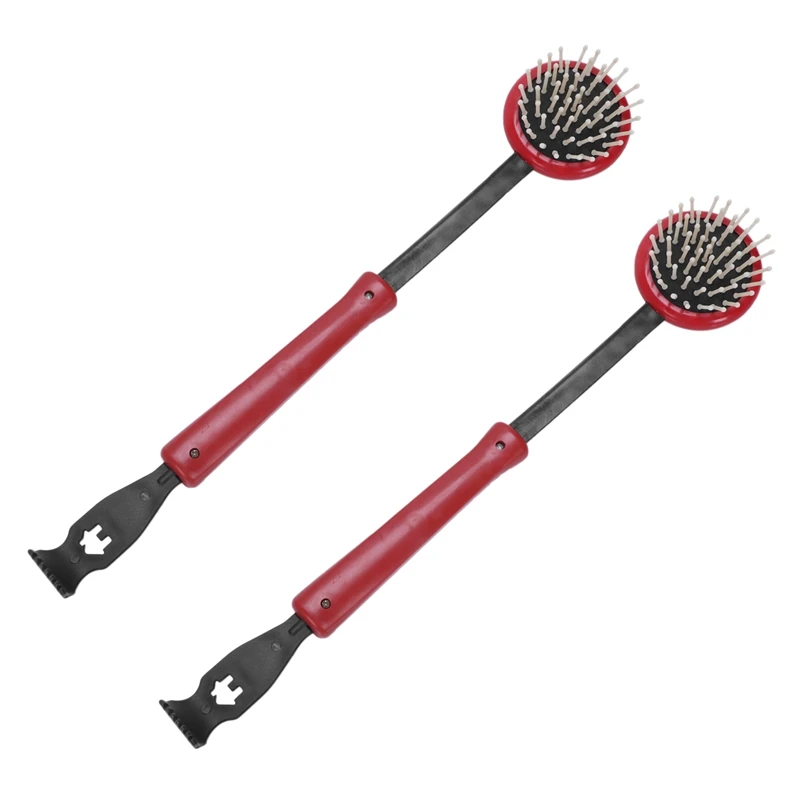 

2Pcs 13.4 Inch Long Burgundy Plastic Handle Double Ended Massage Hammer W Back Scratcher