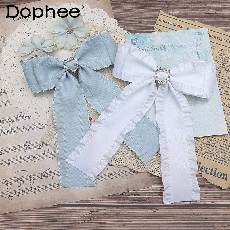 

Customized Japanese Lolita Style Sweet Cute Ribbon Big Bow Water Drop Rhinestone Hair Clips Hair Accessories Ornament Headwear