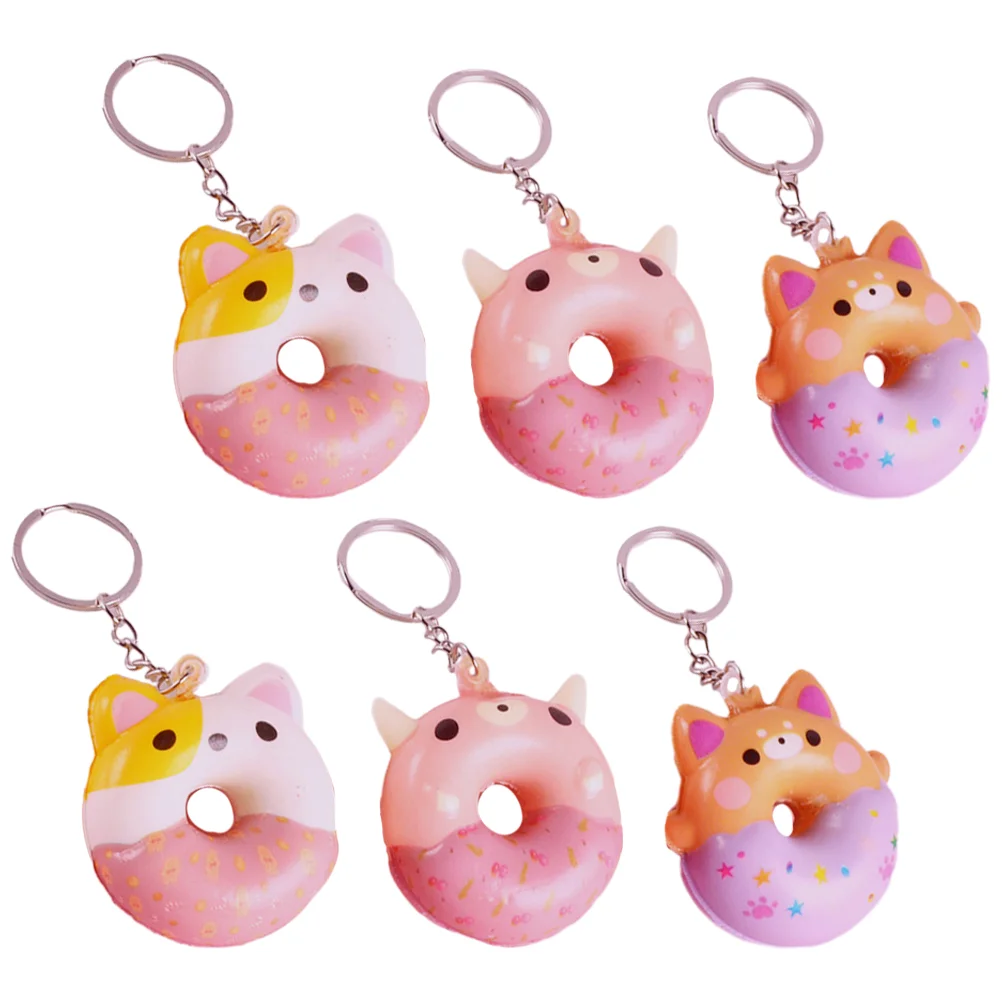 

6pcs Donut Pendant Cute Donut Charms Pendant for Keychain Bag Mixed Style