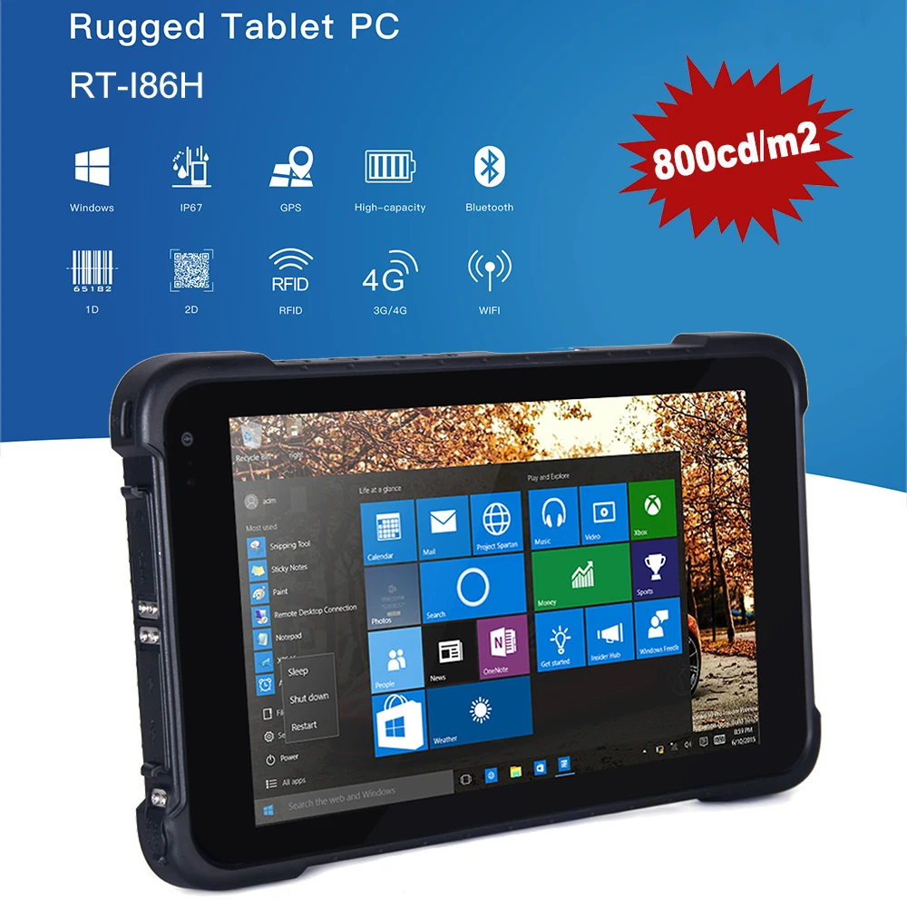

RUGLINE Windows 10 Waterproof IP67 Industrial Tablet 4G RAM 64G ROM Barcode Scanner Rugged PC