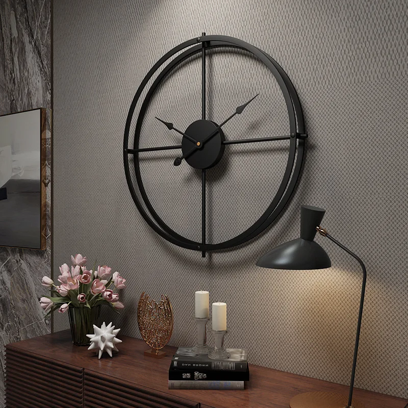 

16*16 Inch Metal Wall Clock Vintage Decor Home Living Room Wall Hanging Decoration Accessories Kitchen Room Decorative 3D Clock