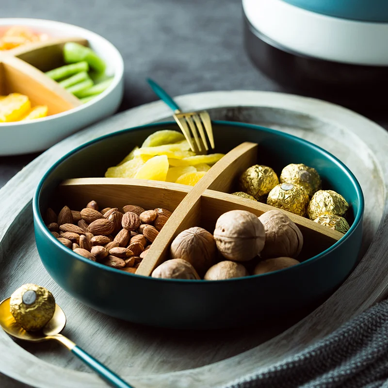 

Nordic Creative Nut Plate Dividing Plate Matte Ceramic Snack Plate Candy Plate New Year Goods Dividing Plate Storage Plate