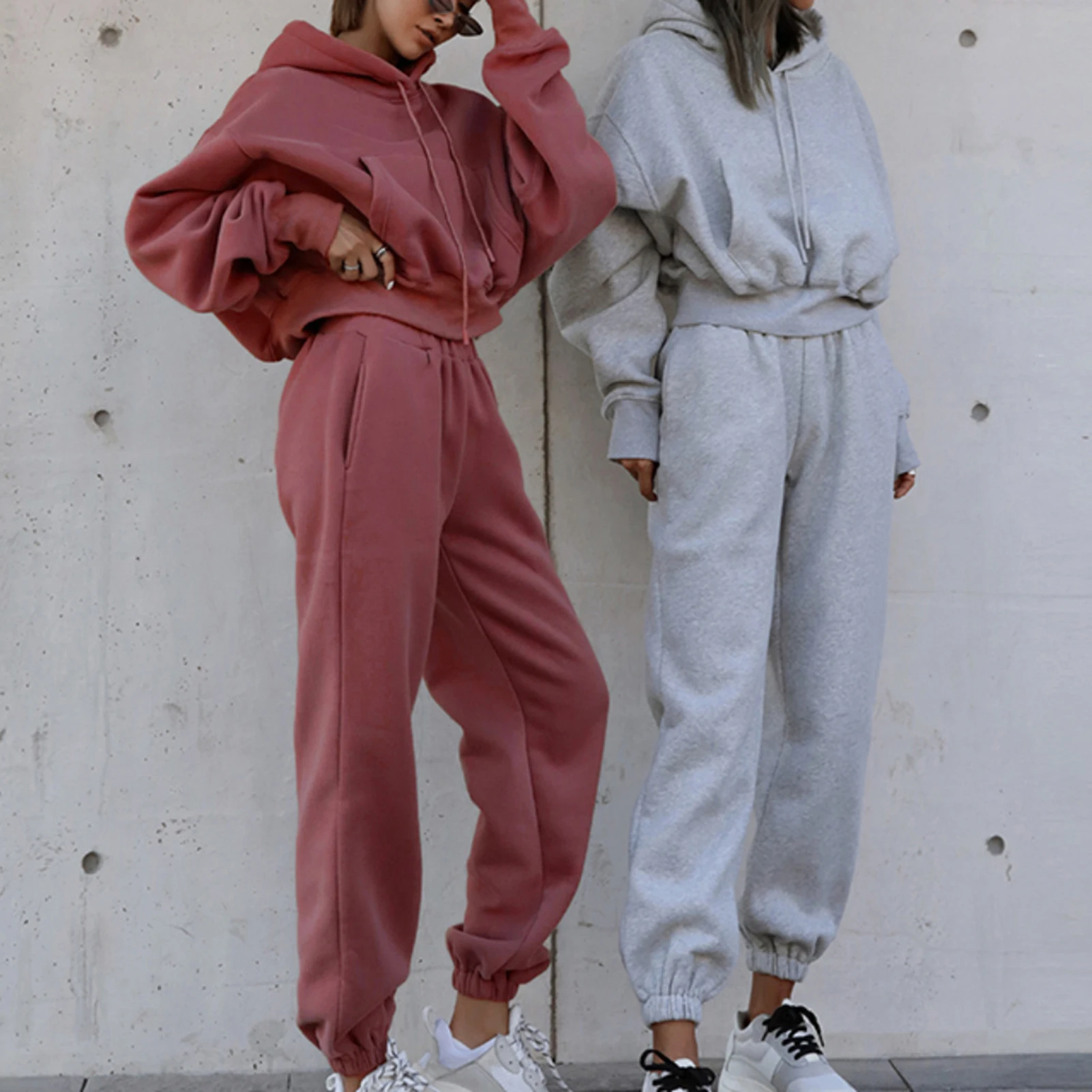 

Women's Sweat-Shirt Sets Y2k Streetwear Oversized Sweatshirt Pant Suits Solid Color Hoodie Harajuku Hip Hop Autumn Winter Sets