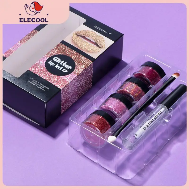

Diy Lip Gloss Glitter Shiny Powder Glitter Lip Kit Lip Primer Lip Brush 1set Diamond Shiny Lips Lips Makeup Cosmetics