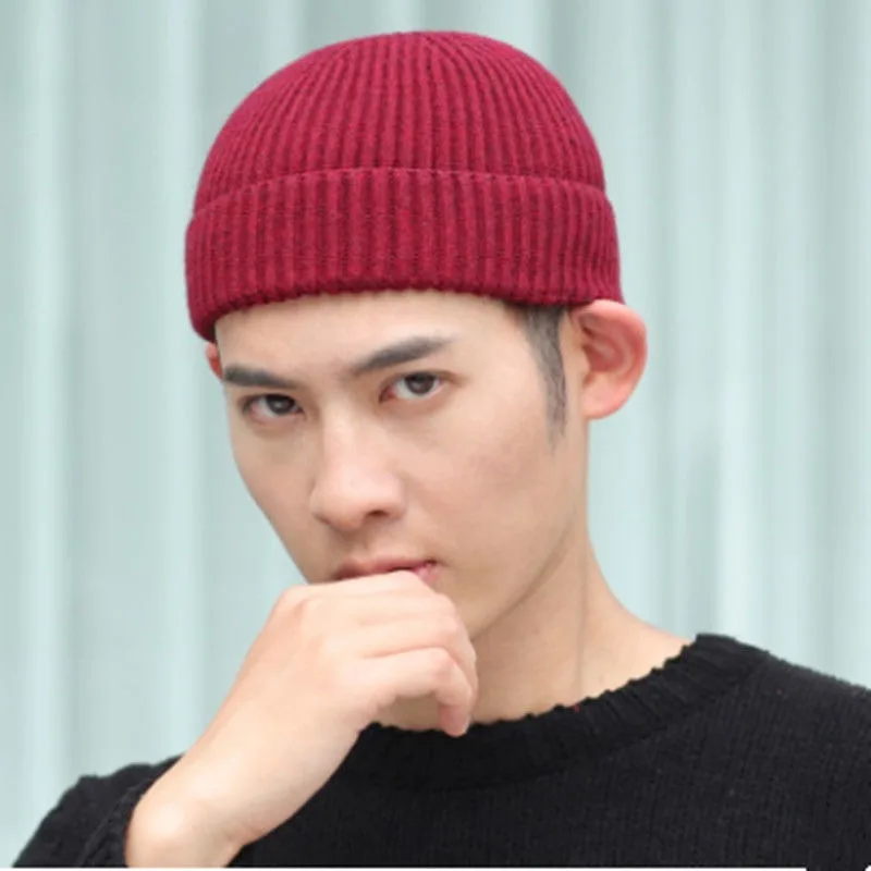 

Fashion Hip Hop Beanie Hat Yuppie Skullcap Knitted Solid Color Melon Beanies Winter Autumn Sailor Cap Casual Hat for Men Women