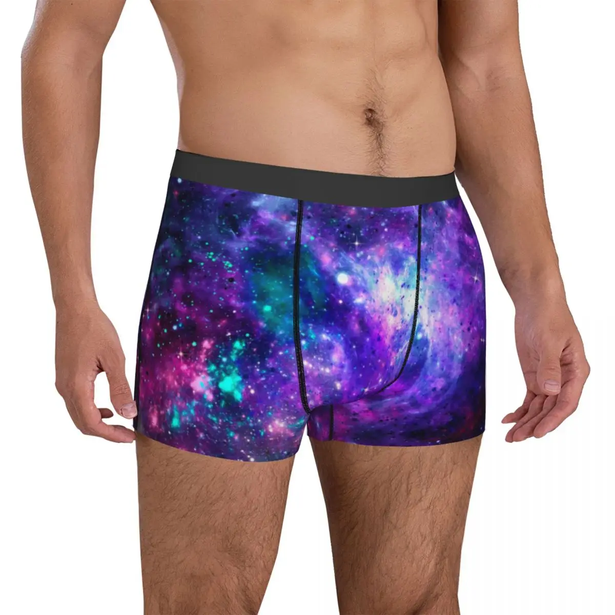 

Fantasy Galaxy Star Underwear Cosmic Space Purple Teal Pouch High Quality Boxershorts Printed Boxer Brief Breathable Underpants