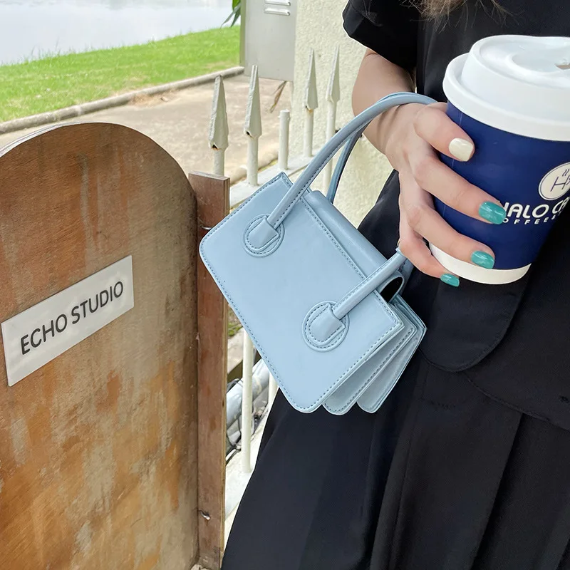 Fashion Pink Small Square Handbag Female Clutch Purse 2023 New Simple Ladies Messenger Bag Solid Color Female Crossbody Bag