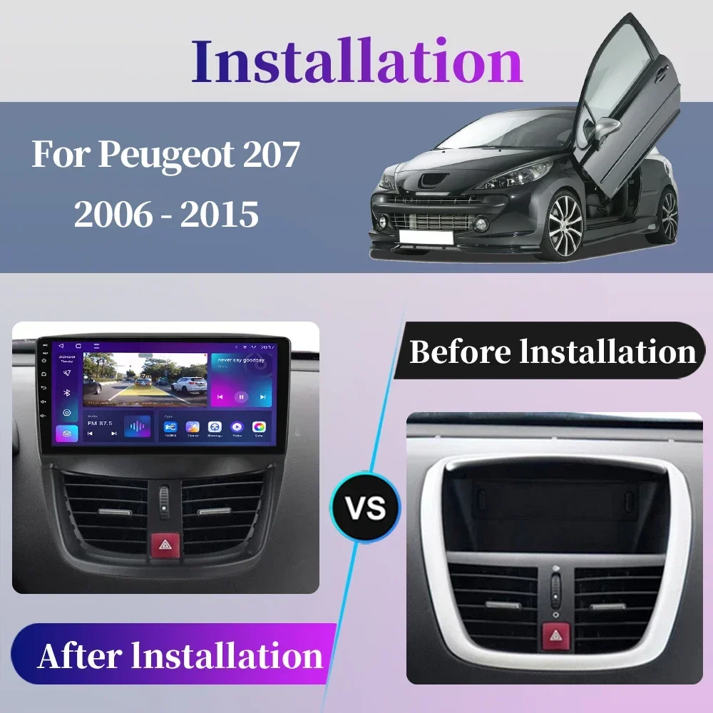 Фото Для PEUGEOT 207 CC 207CC 2006 2007 2008 2009 2010 2011 2012 2013 2014 2015 Автомагнитола Android Мультимедийный видеоплеер Навигация GPS Carplay Сенсорный экран Автомагнитола Интеллектуальные системы №3