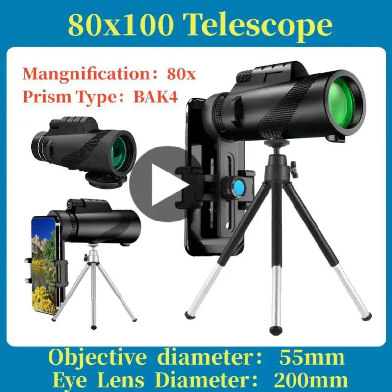 

Монокулярный телескоп с увеличением 80x100, портативный бинокль с большим радиусом действия, телескоп для охоты, кемпинга, отдыха на природе, кемпинга, путешествий