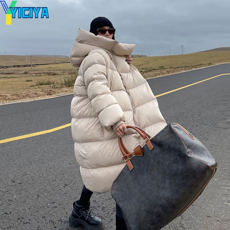 YICIYA Bomber Woman Long Thicken Down Coat Women Black Warm Parkas Winter 2022 Long Sleeves Windbreaker Jackets Bombers Coats