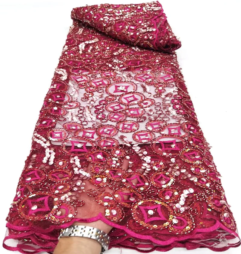 

Новейший стиль 2022, африканская кружевная ткань с блестками, французская кружевная ткань, высококачественный нигерийский тюль, кружевная тк...