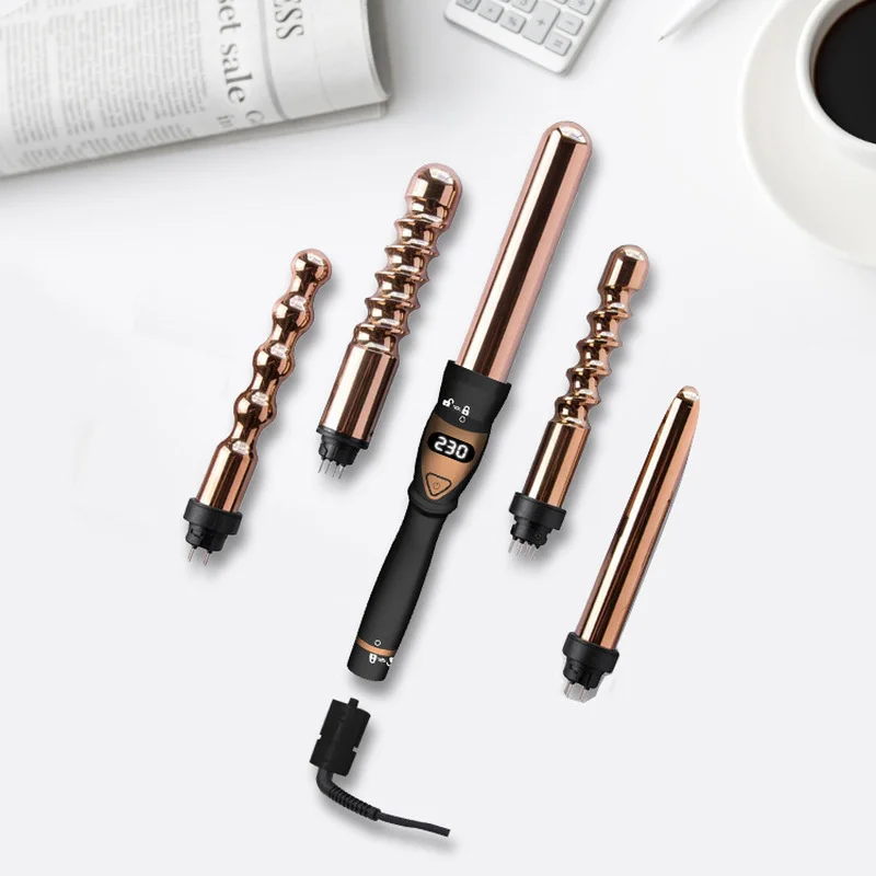 5 in 1 Ceramic Curler Iron Set Professional Ceramic Curling Iron Rotatable Stylist Wand Wave Styling Tool