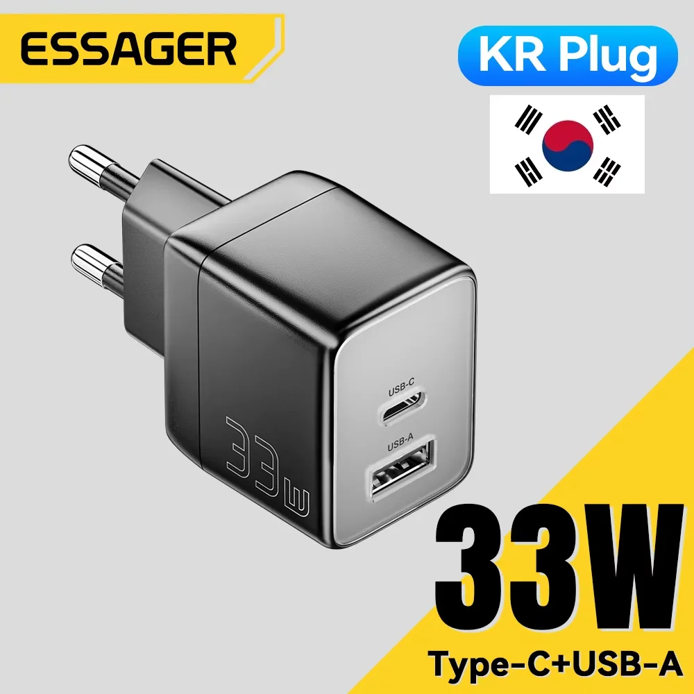 Essager 33W 한국 플러그 GaN 충전기 USB 유형 C iPhone 16 15 14 Pro Max PD iPad Macbook Samsung S23 용 고속 충전 충전기