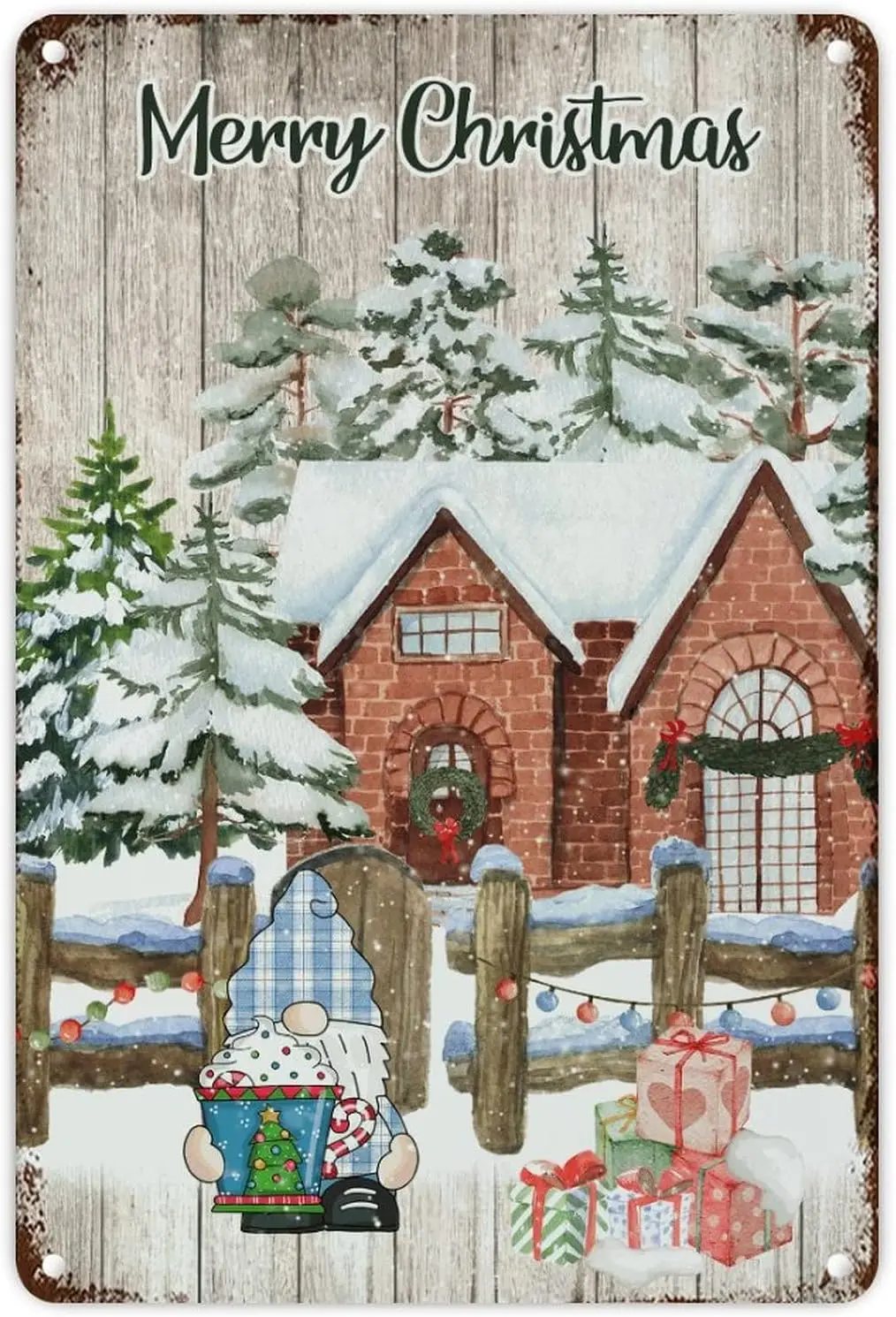 Metl Tn Sgn Wll Decor Chrstms Frm nmls Pg Cow Sheep Novelty Sgns Wnter Gnomes 812n Vntge Plque для мужчин и женщин