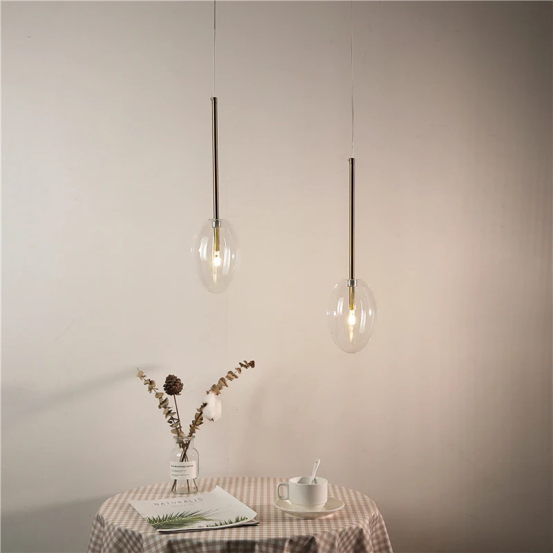 Дешево Современная прозрачная зеркальная лампа для спальни, декор для гостиной, подвесные лампы в скандинавском стиле, круглые хромированные осве...
