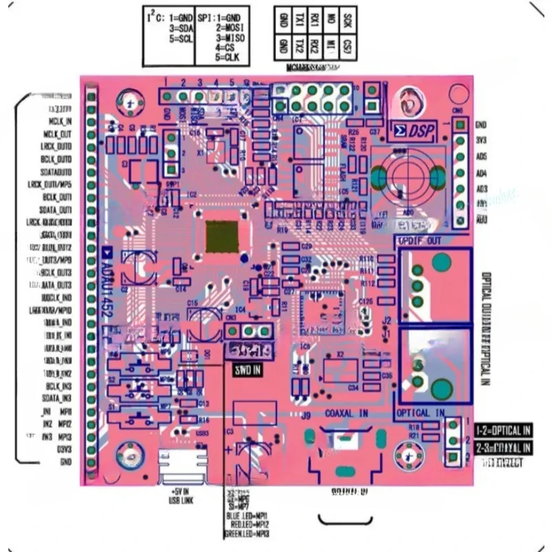 Модуль обучения DSP ADAU1452 (+STM32F103) — комплект для разработки аудиопроцессоров (art.: 3920dc448c848) - 3920dc448c848