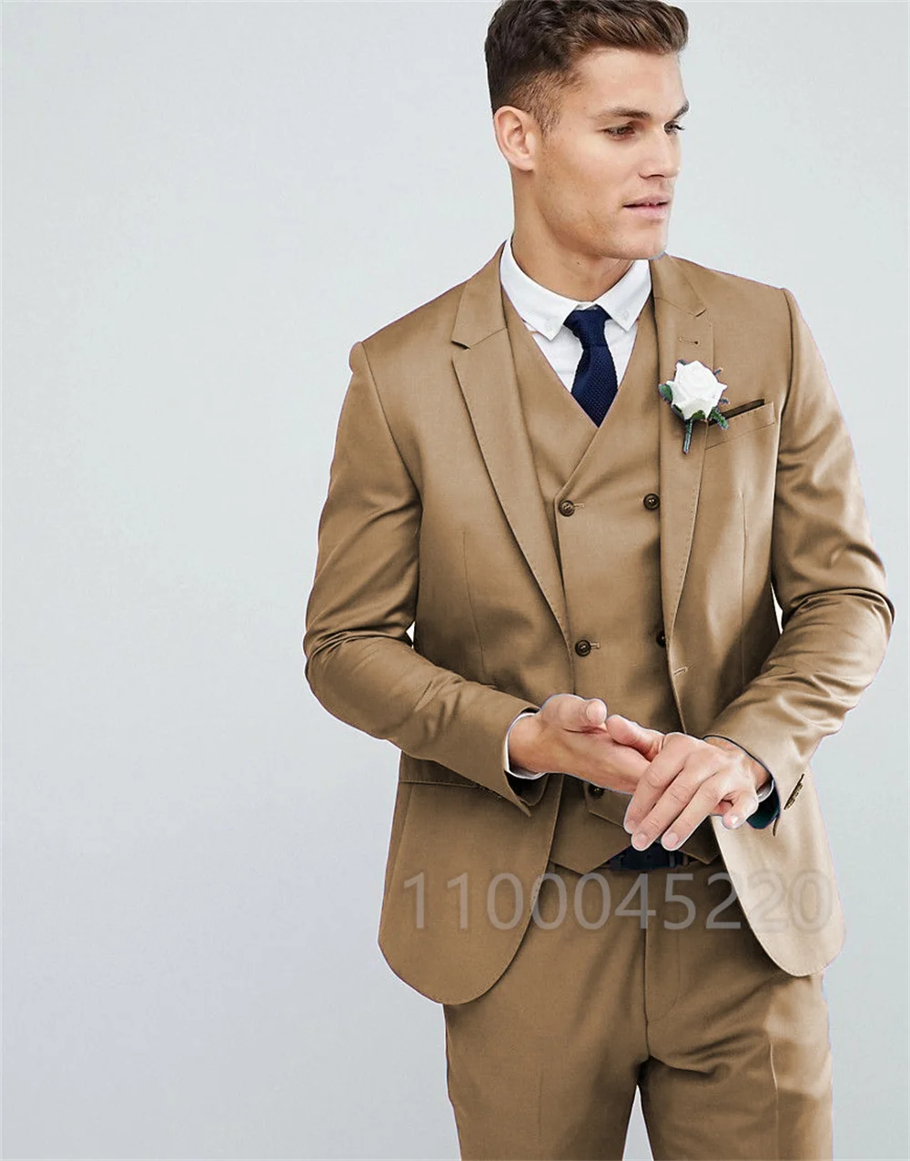 

Роскошные итальянские мужские костюмы цвета шампанского 2022, классический стиль, 3 предмета, деловая Мужская офисная одежда, костюмы, повсед...