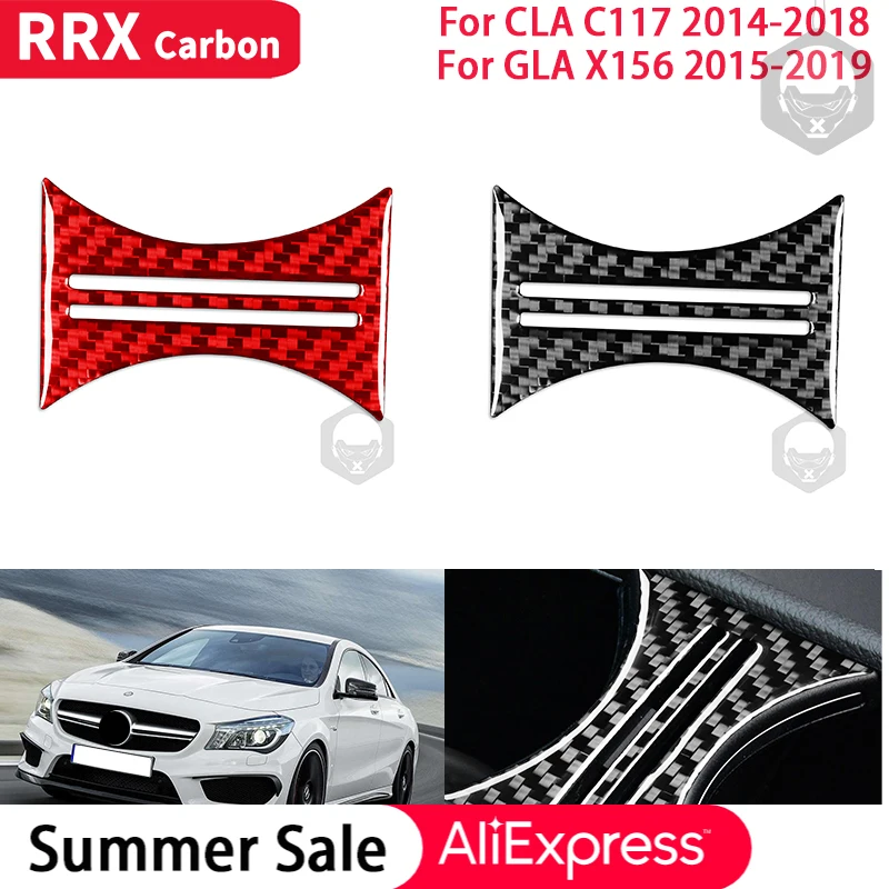

RRX Real Carbon Fiber Interiors Car Water Cupholder Cover Trim Sticker for Mercedes Benz CLA C117 GLA X156 2014-2019