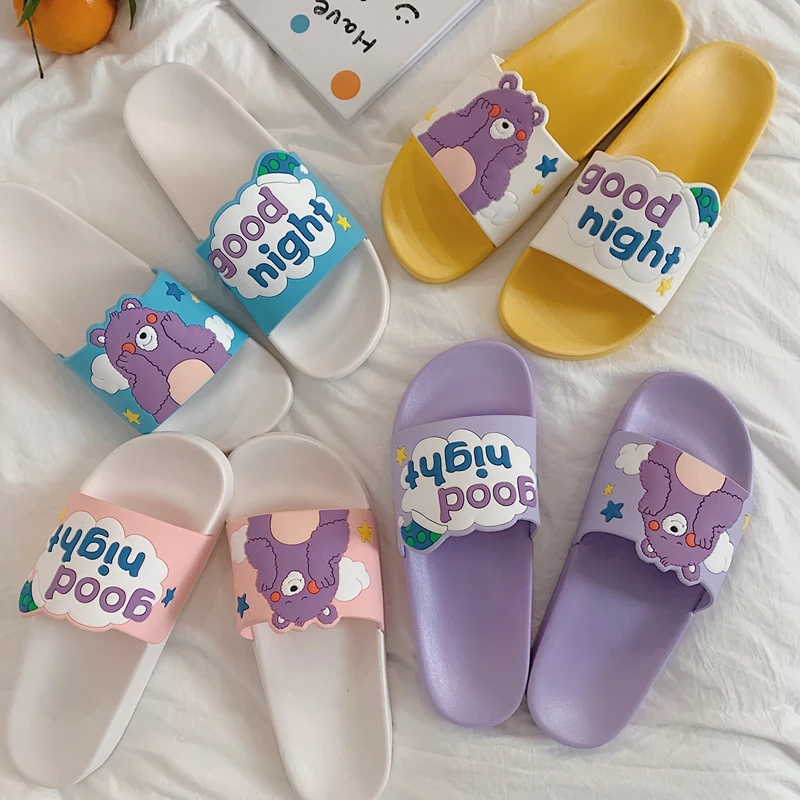 

Spring And Summer new student leisure non slip flip flops women wear indoor flat bottom cartoon Slippers 3967