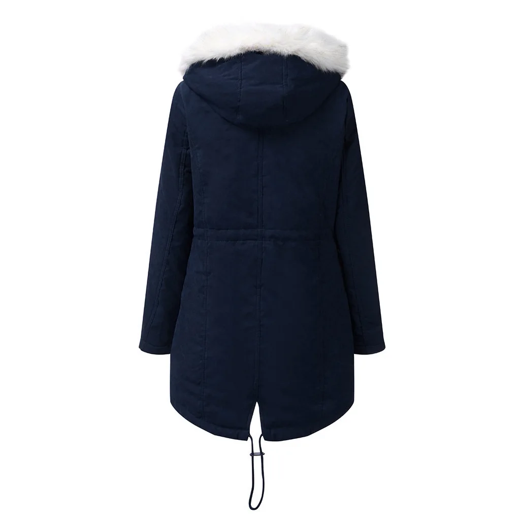 Women'S Oversize Winter Cotton Coat With Fur Hood White Thick Jacket Female Large Size Clothing M-4Xl Hooded Warm Padded Coat