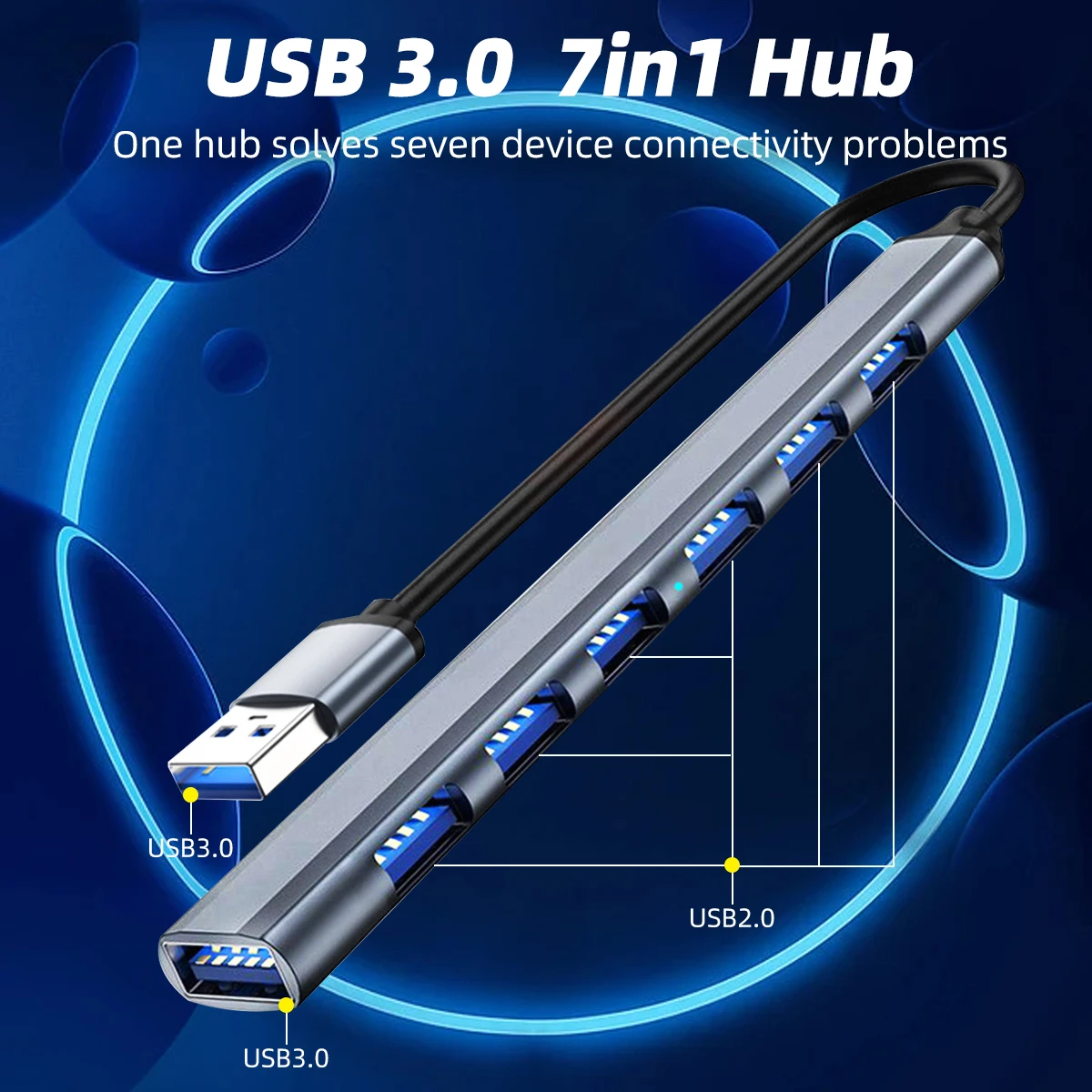 USB-концентратор FONKEN 7 в 1 для MacBook Samsung Type C 3 0 Кабель-адаптер ноутбука 4 разветвитель