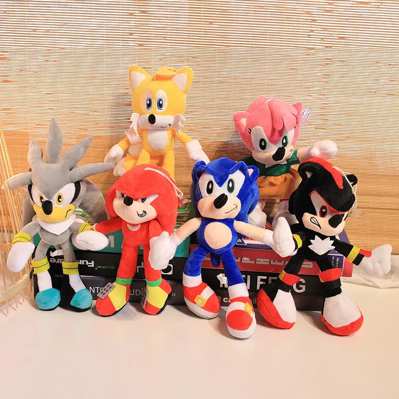 

25-30cm Super Sonic Plush Soft Toys Shadow Amy Rose Knuckles Tails Plush Toys Soft Stuffed Peluche Dolls Gift For Kids