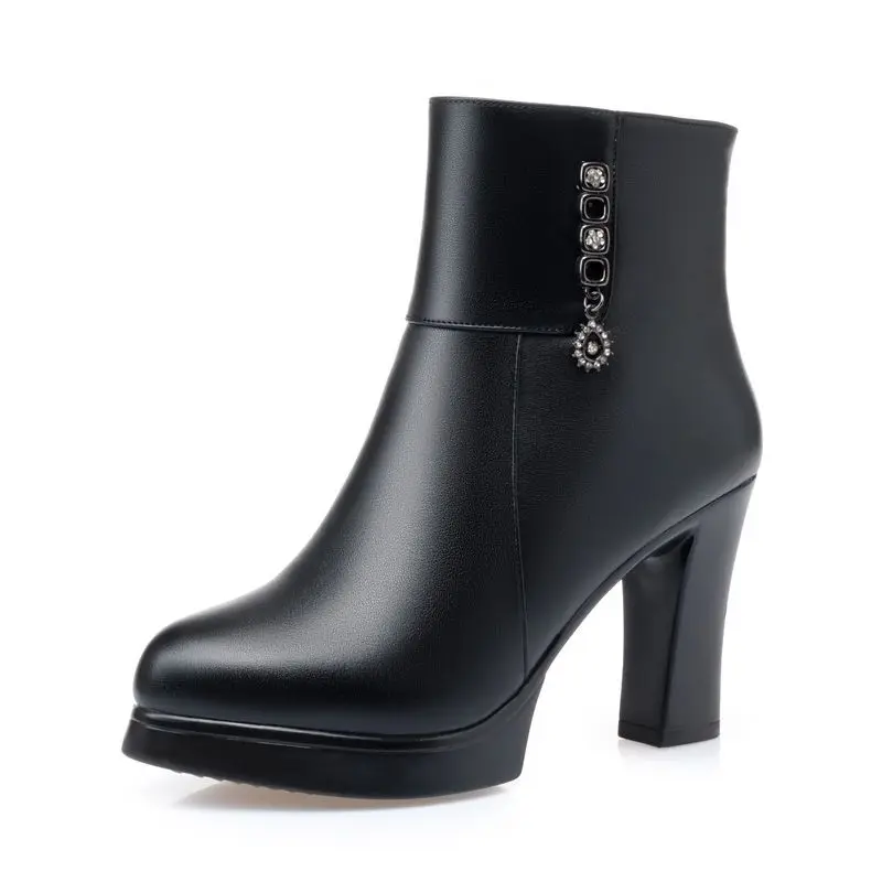 

Женские ботинки 2023, зимняя женская обувь, элегантные модные ботинки, женские плюшевые зимние ботинки, ботинки на высоком каблуке, женская об...