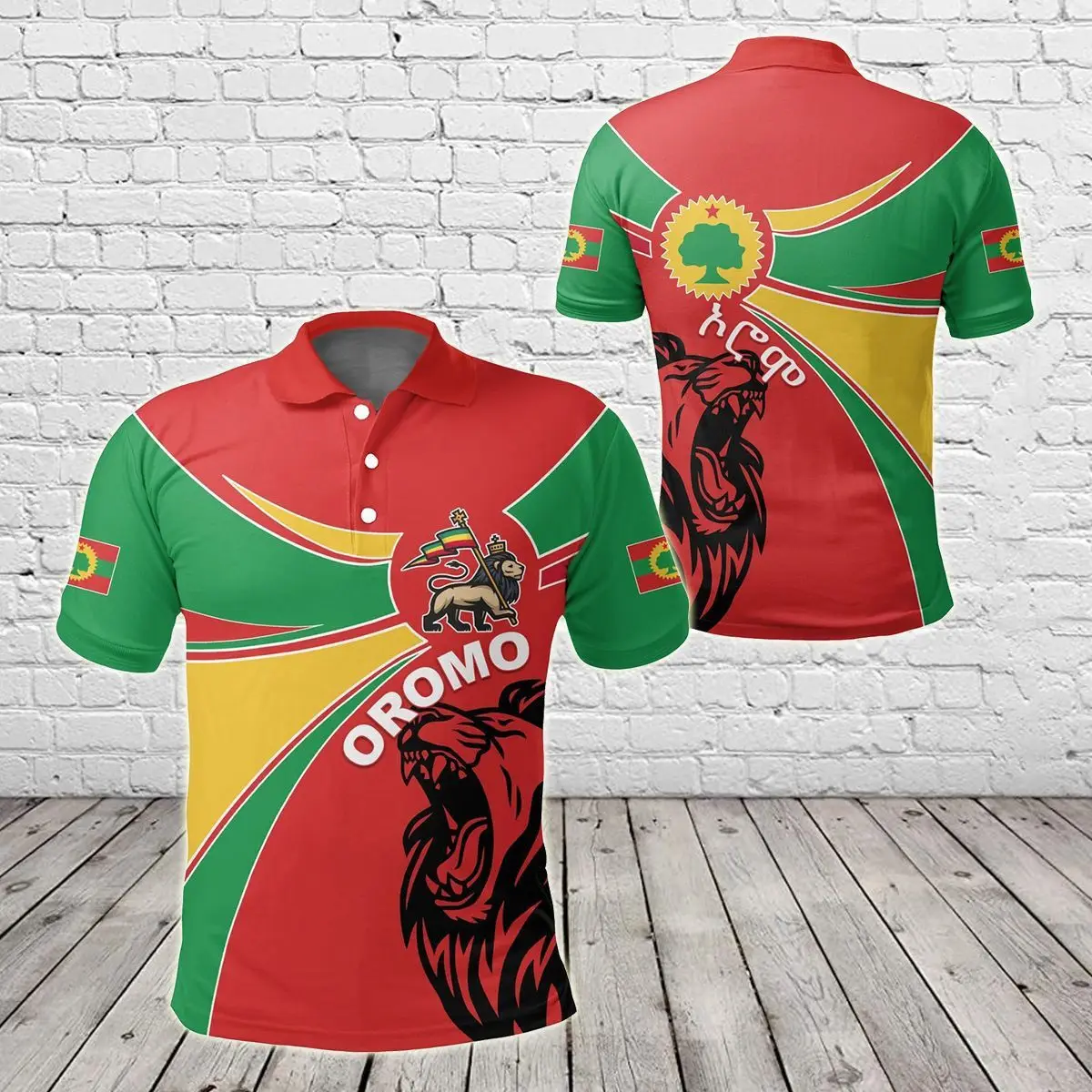 

Ethiopian Flag & Coat of Arms Custom Name Polo Shirts Summer Casual Streetwear Men's Fashion Loose Jersey Plus Size Sportswear