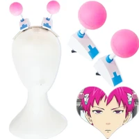 anime the disastrous life of saiki k cosplay wig saiki kusuo short pink synthetic hairpins glasses wig cap accessories