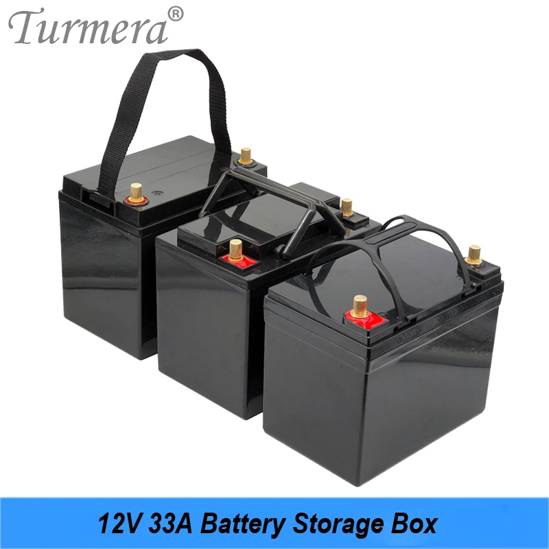 Turmera 12V 33A Battery Storage Box M6 Screw with Handheld for 18650 and 32700 Lifepo4 Battery Use in Automobile Solar Panel UPS