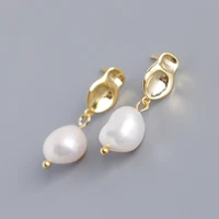 minimalist 925 sterling silver baroque pearls studs earrings 18k gold plated ins designer jewelry for women 2022 trending