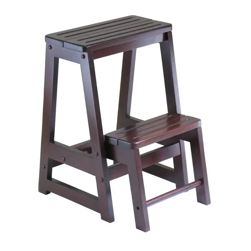 

Wood Ascending Step Stool, Walnut Fast Shipping