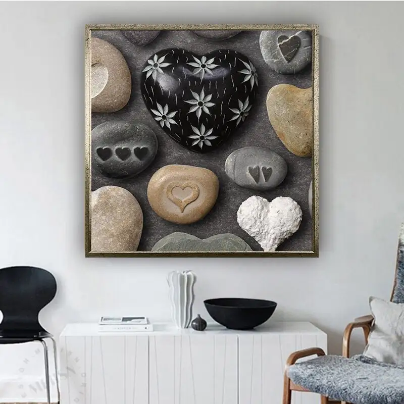 

Heart Stone Photo Print Canvas Painting Poster Modern Wall Art Fun Love Picture for Gift Bedhead Living Room Home Decor Cuadros