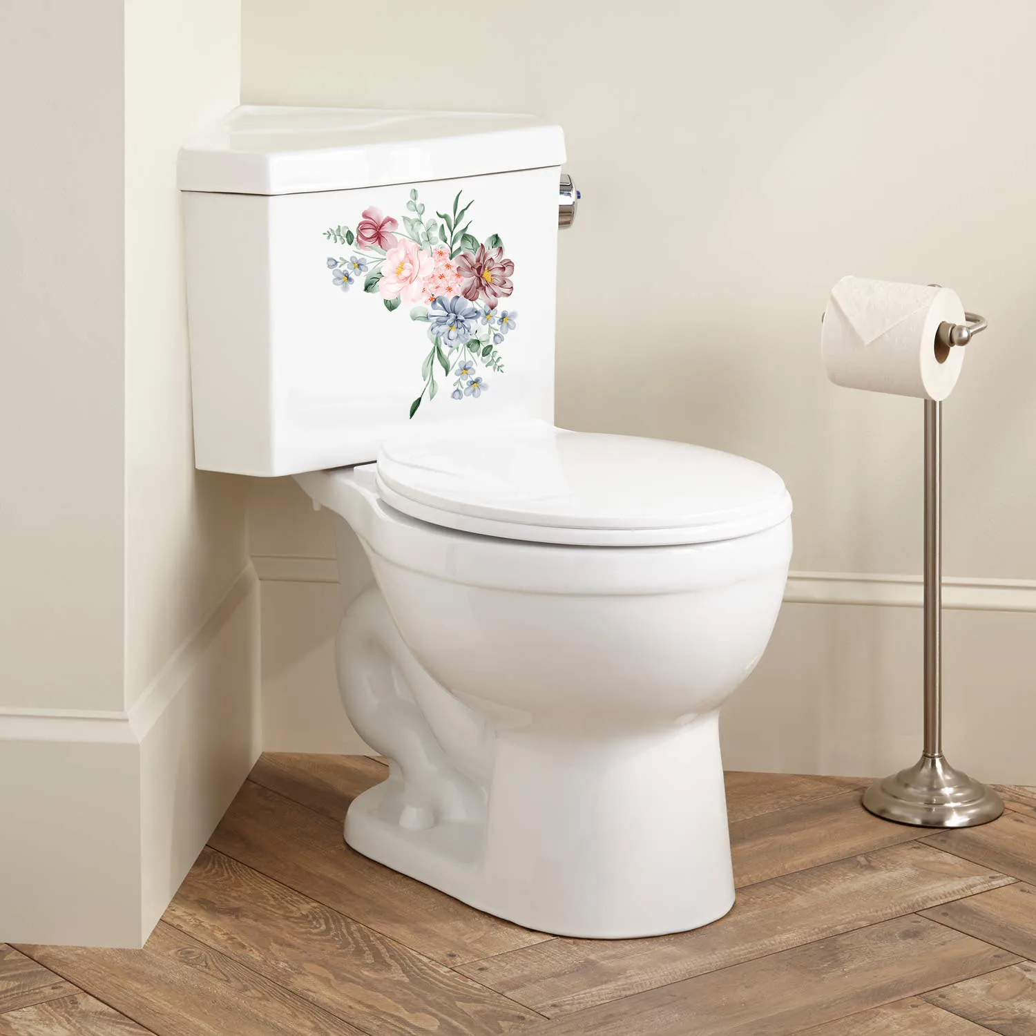 

Three Ratels QCF32 Elegant beautiful bouquet light color watercolor exquisite flower sticker home decoration refrigerator toilet