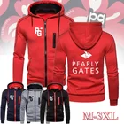 Жемчужный дизайн с принтом Гольф-ворот мужская куртка на молнии с длинным рукавом мужские осенние и зимние топы с капюшоном 4 цветов (искусственная кожа)