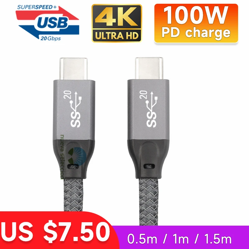 2022 new USB3.2 Type C 20Gbps Data Cable PD Charge 20V 5A 100W Full Featured 4K Video Cable Emark USBC Cord Heavy Duty Durable