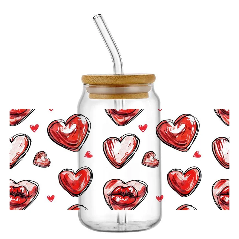 Наклейка на чашку поцелуй День святого Валентина переводная наклейка с защитой