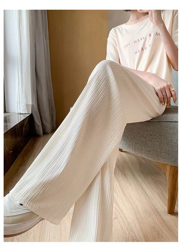 

2023 Summer Outside Wear Wide Leg Pants Spring And Autumn Thin Style Ice Silk Straight Casual Loose Drape Pregnant Women Pants