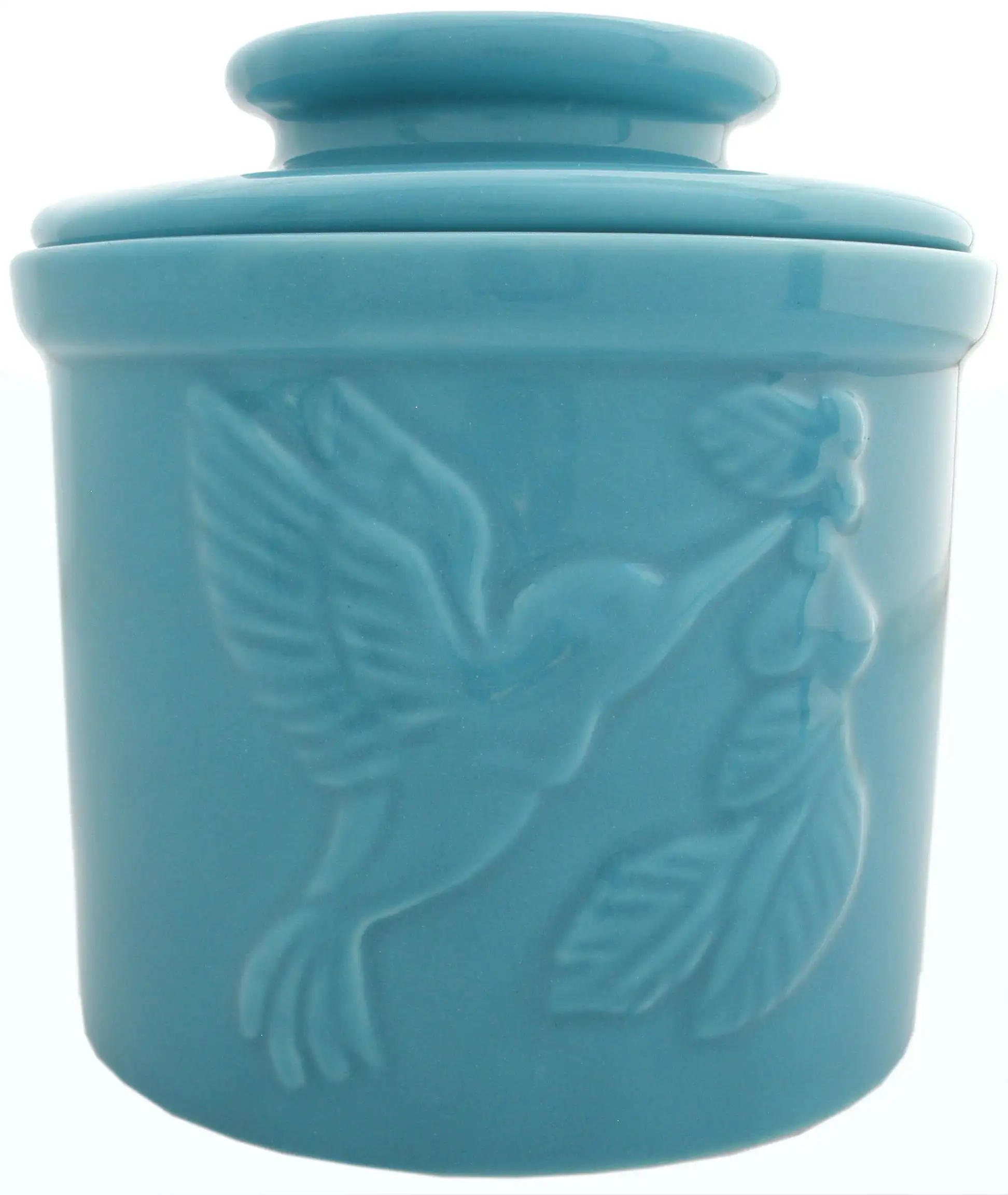 

Hummingbird Butter Crock - Teal