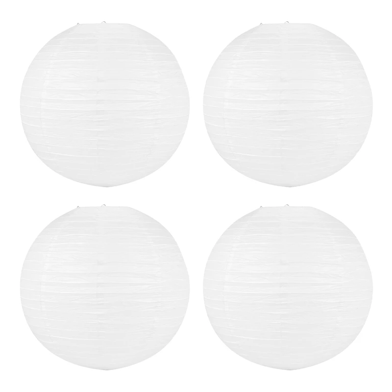 

4 X Chinese Japanese Paper Lantern Lampshade For Party Wedding, 50Cm(20 Inch ) Creamy-White