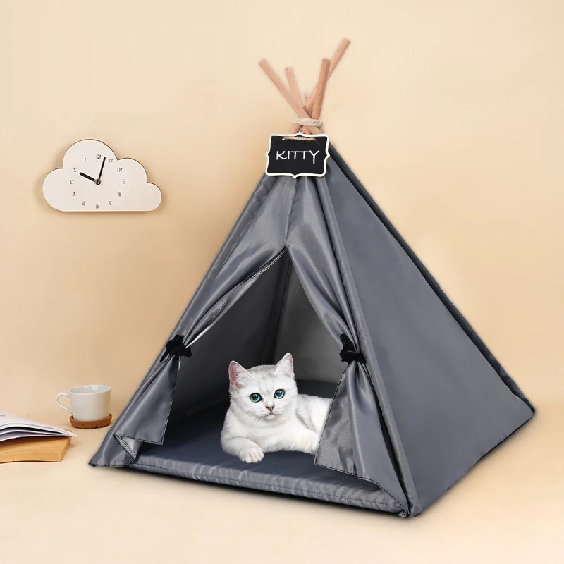 Pet Tent House Dog Cat Bed Portable Teepee Cave for Puppy Doggy Cats Indoor Outdoor Folding Tent with Cushion Casa de Gatos