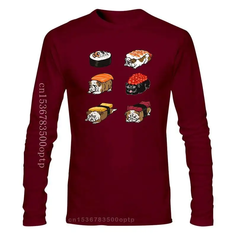 

Man Clothing New Popular Sushi English Bulldog T-Shirts Autumn 100% Cotton Top T-shirts Student Tee Shirts Big Plus Men's F