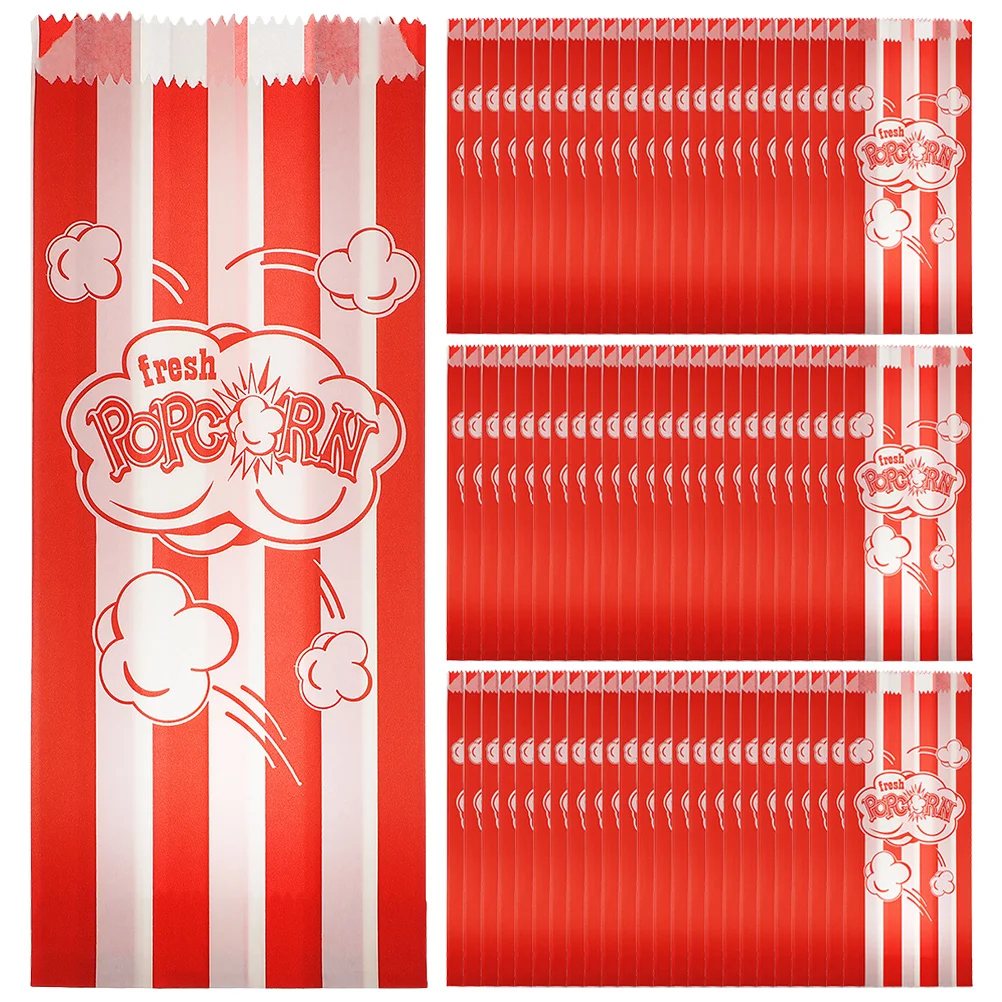 

100 Pcs Popcorn Packaging Bag Oil-proof Pouch Mini Treat Bags Snack Box Multi-function Portable Stripe Decked Accessories