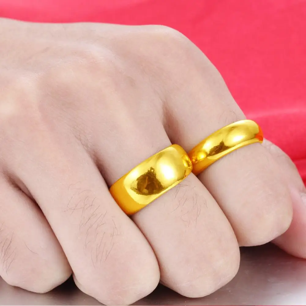 

HOYON Brass Gold Plated Open Adjustable Glossy Ring Couple Ring Jewelry 24K Gold Filled Jewelry
