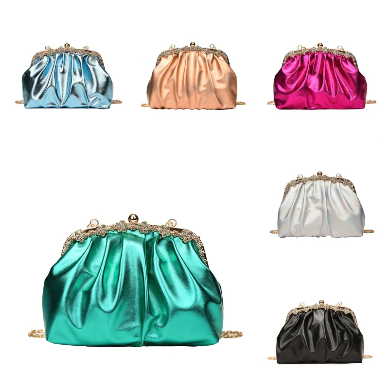 

fashion evening bag Party Wedding clutches designer Soft Leather Pleated Clip Cloud bag fashion chain Crossbody Bag new arrivals