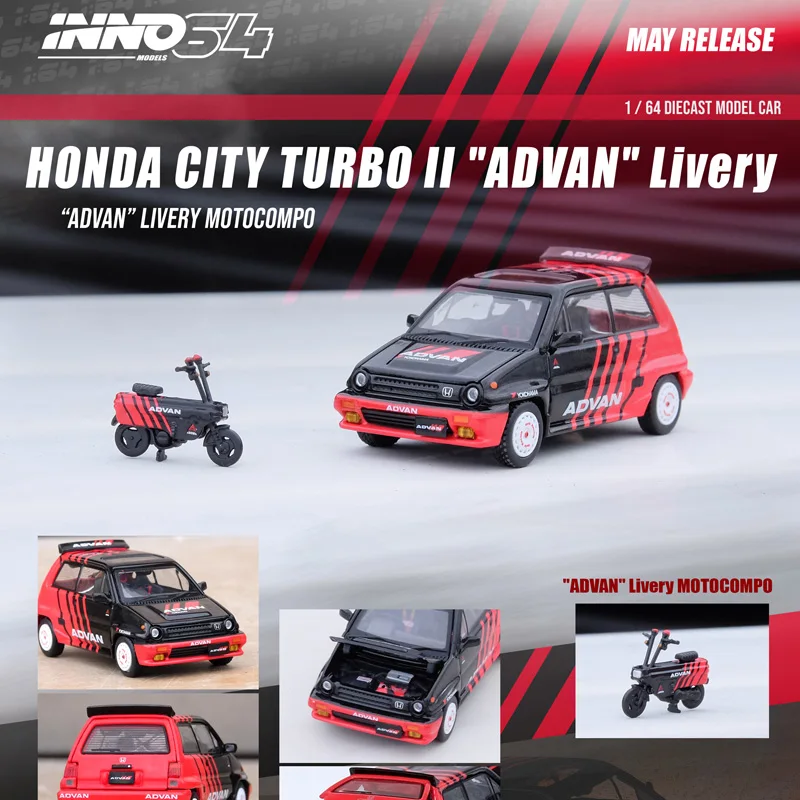 INNO поставляет модель автомобиля ADVAN из сплава 1:64 CITY TURBO II с открытым корпусом