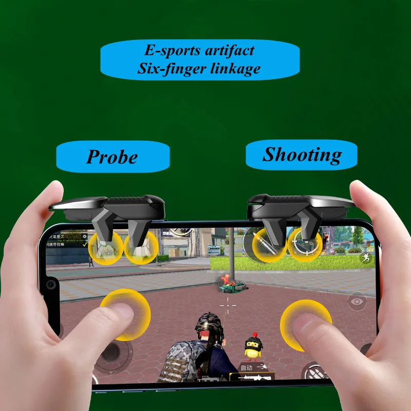 s07 mobile game trigger for pubg phone gaming controller l1 r1 alloy key button for iphone android gamepad joystick aim shooting free global shipping