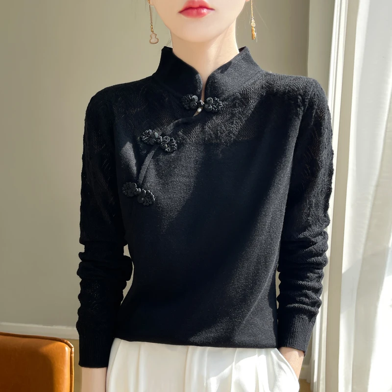 Весенне-осенний новый камвольный свитер из ультратонкой шерсти женский