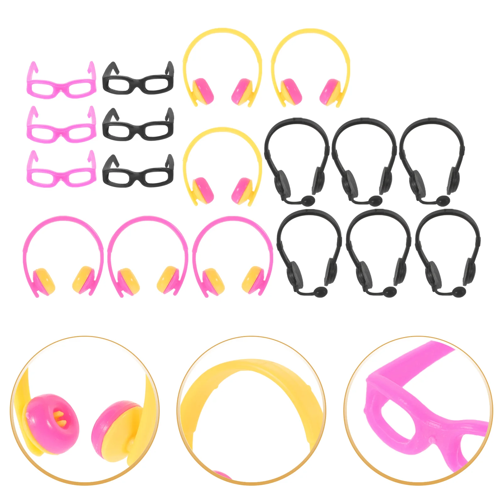 

18pcs Dress Up Glasses Adorable Mini Earphone Headsets Props