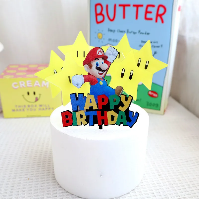 

Super Mario Brothers Themed Cake Flag Toothpick Flag Cake Decoration Children's Birthday Party Decoration Cooking Supplies